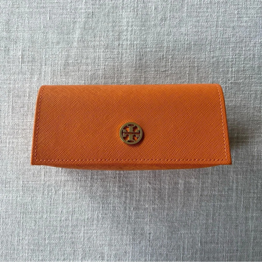 Tory Burch Sunglasses Case Orange Gold Logo